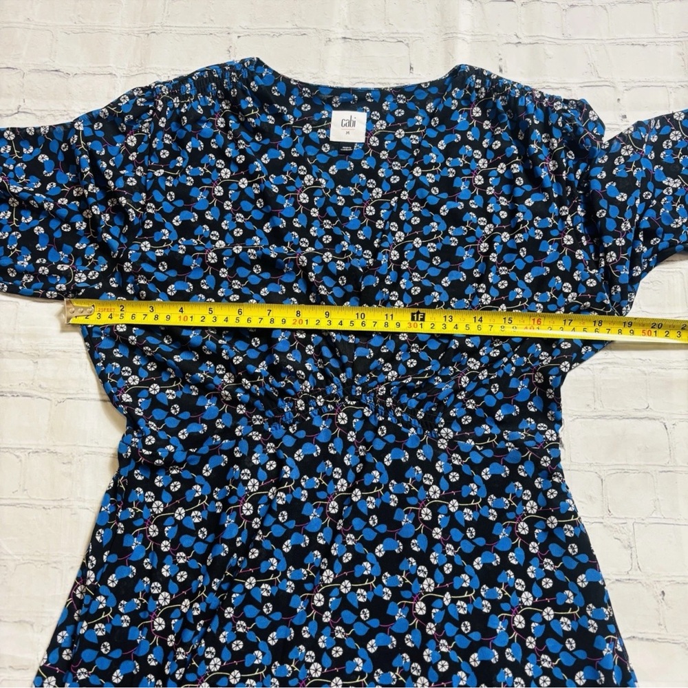 CAbi The Ten Dress #5772 Size M Blue Floral Mesh Long Sleeve Lightweight - Picture 8 of 13